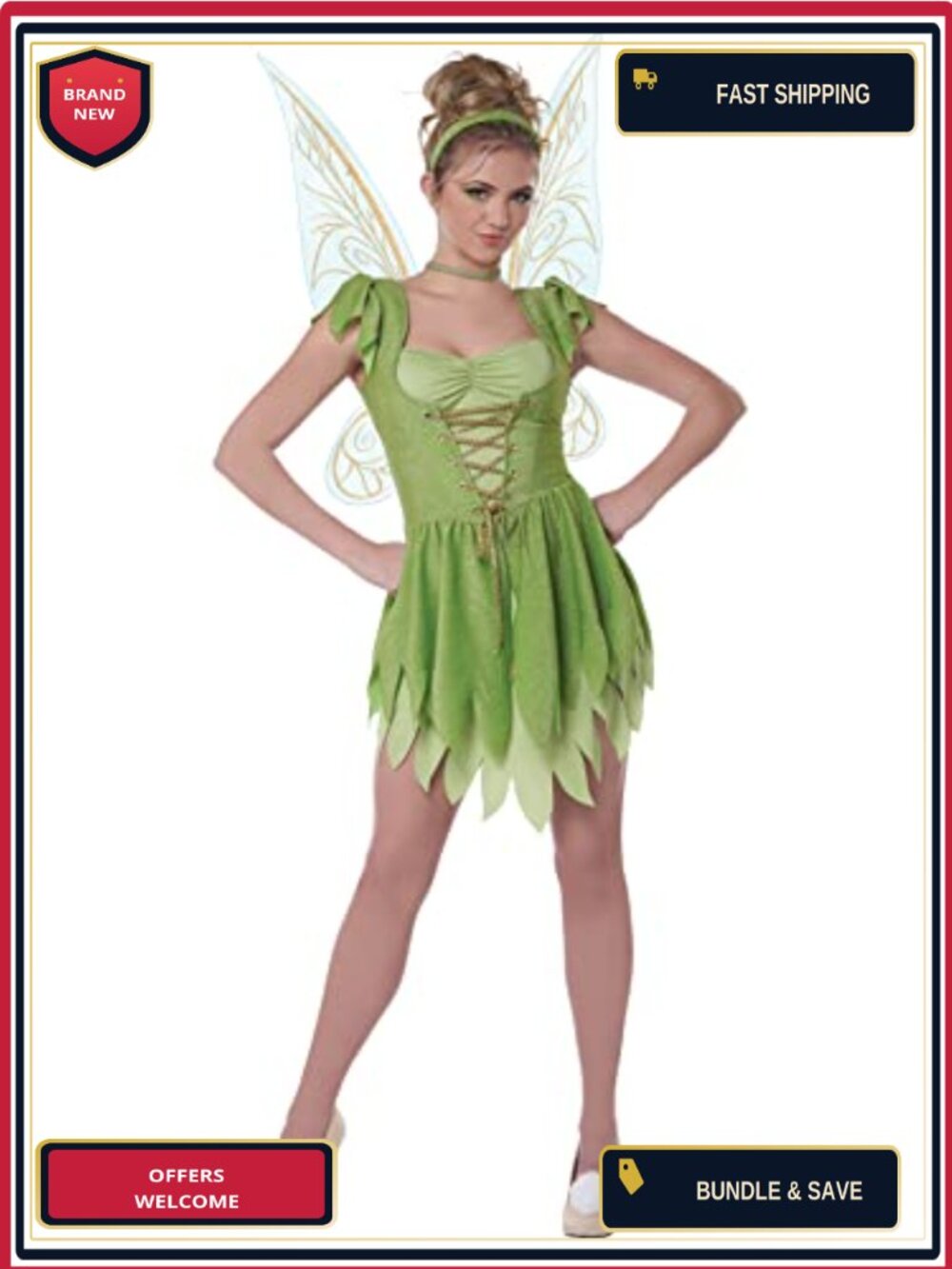California Costumes Classic Tinkerbell Fairy Costume Dress Wings Headband